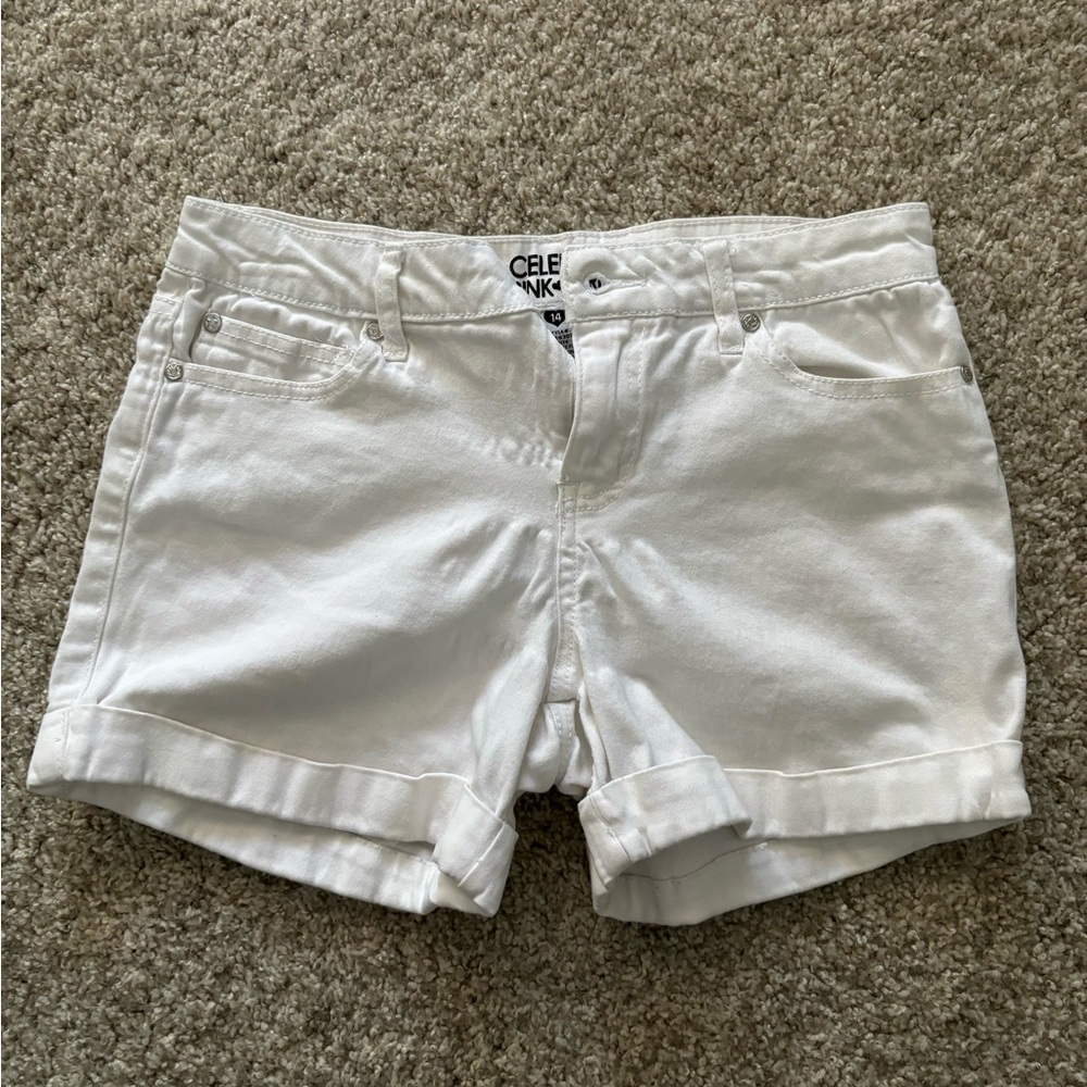 Celebrity Pink Girls white jean shorts size 14